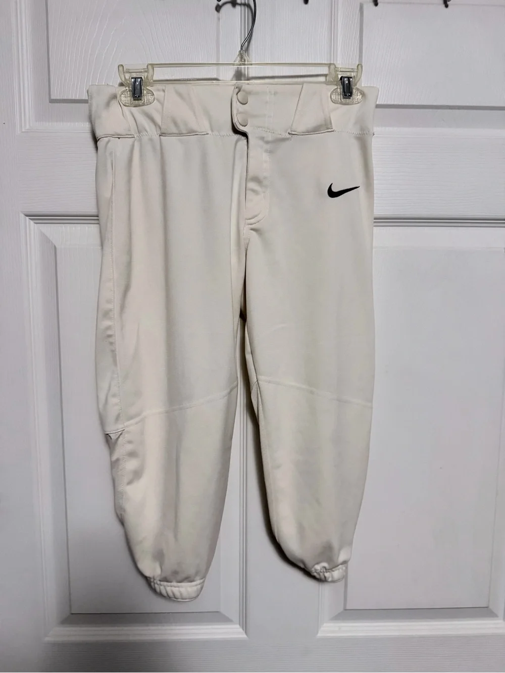 Nike White Youth Baseball Pants with Black Swoosh